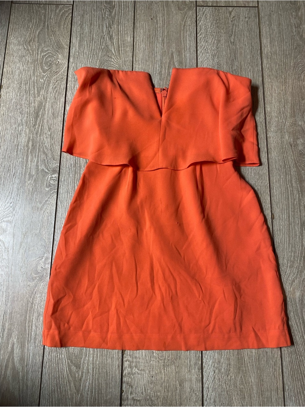 BCBGMAXAZRIA Kate Strapless Flounce Bodice Mini Dress Orange
